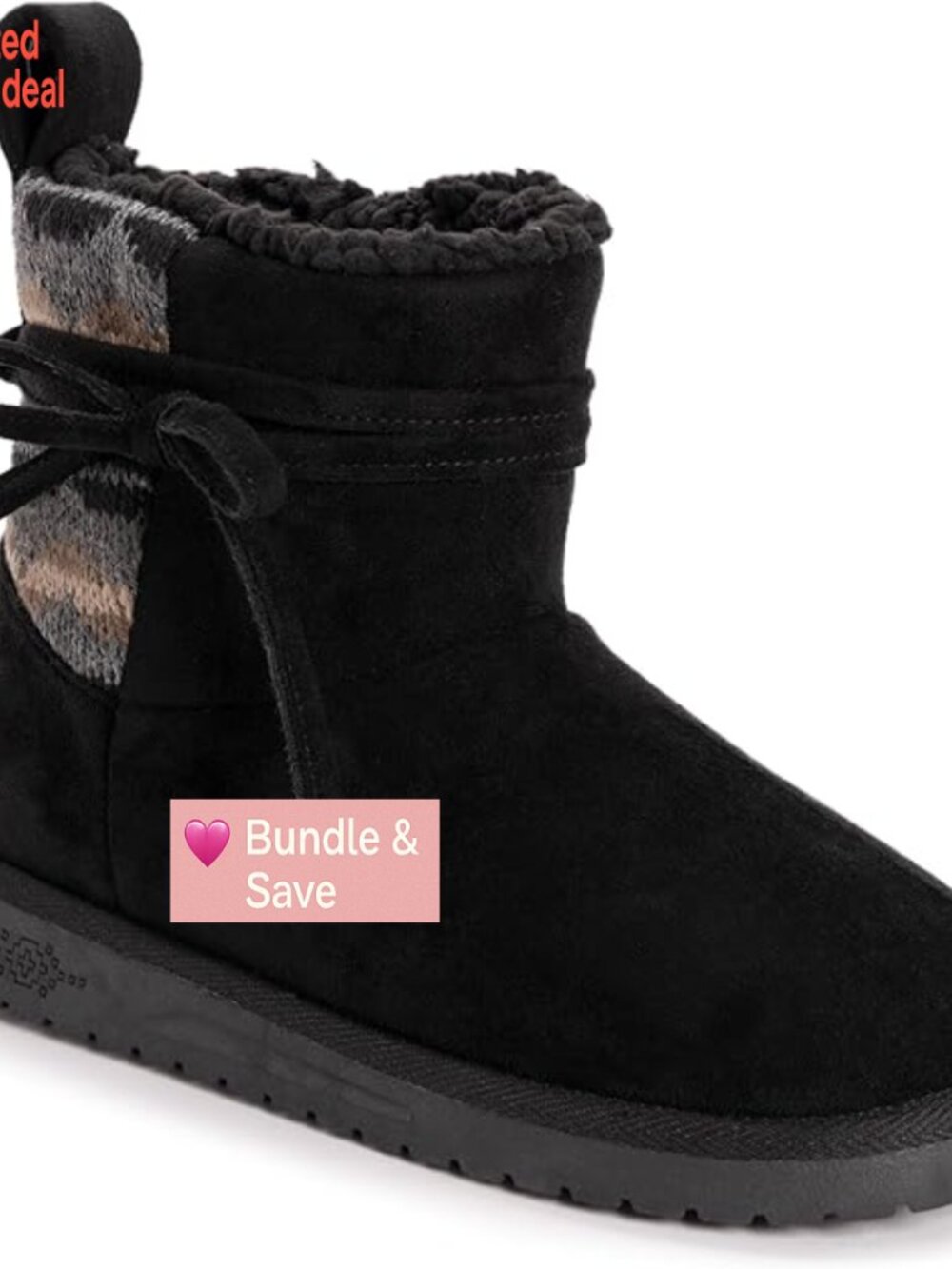 Women's Ankle Bootie with Cozy Knit Upper and Warm Lining